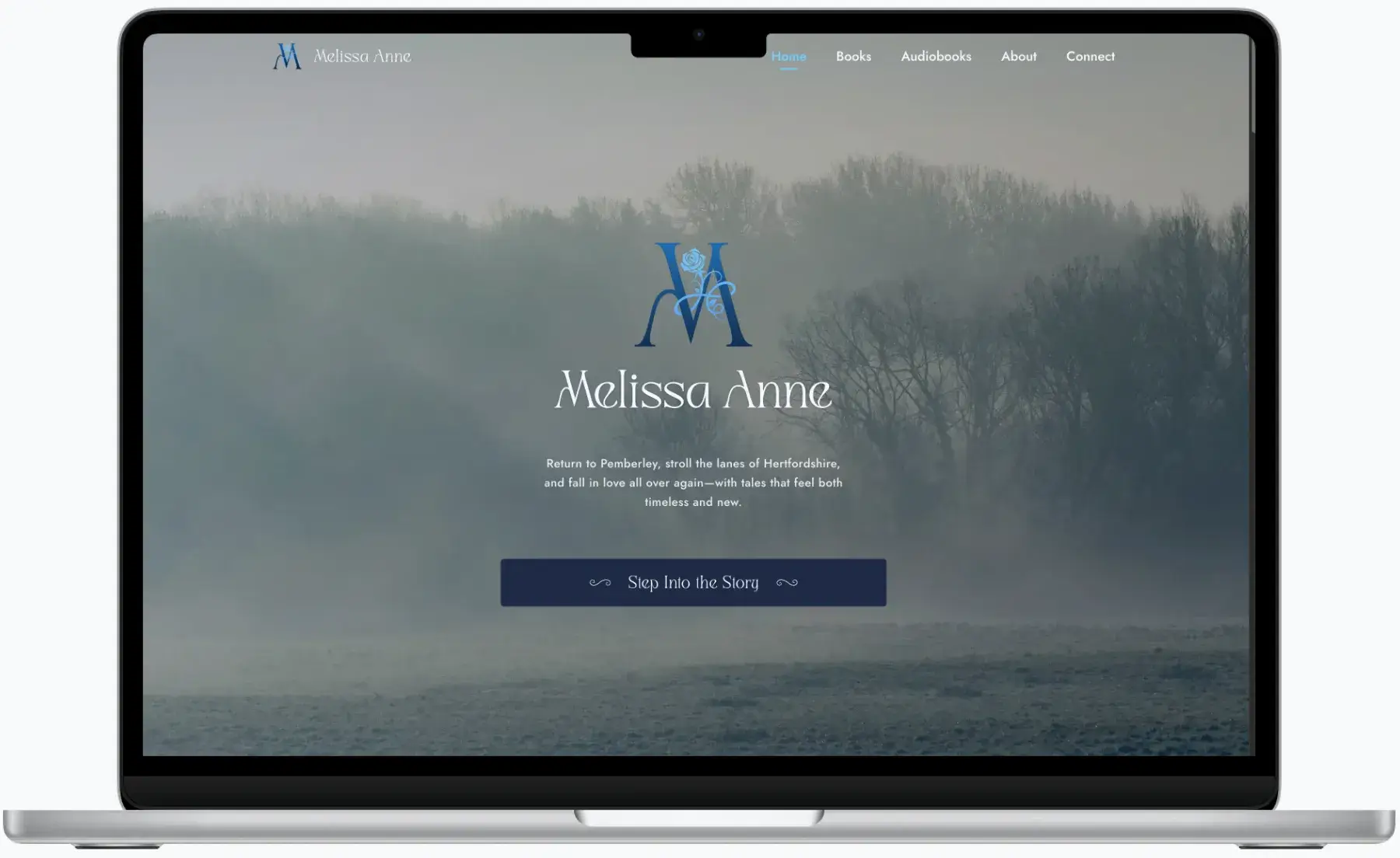 After screenshot: Melissa Anne author website with book catalog, clear navigation, and reader-focused design