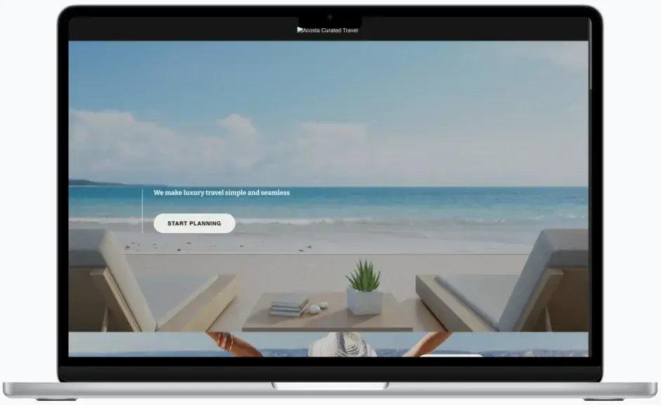 Before screenshot: Acosta Curated Travel website with GoDaddy Airo platform