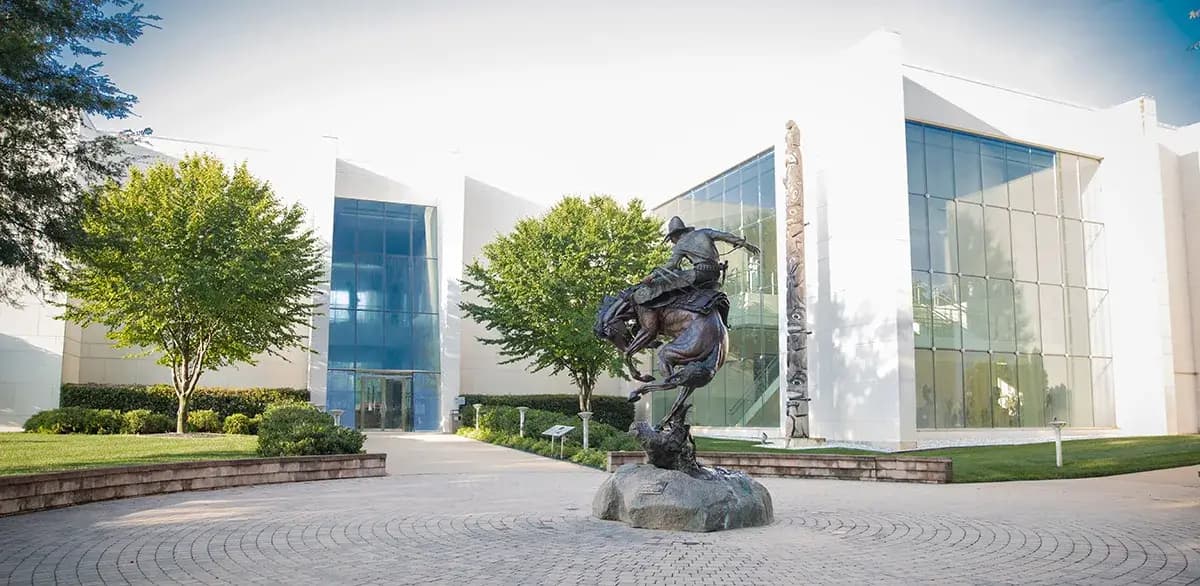 Booth Western Art Museum exterior in downtown Cartersville, near Scott’s Walk-Up Bar-B-Q